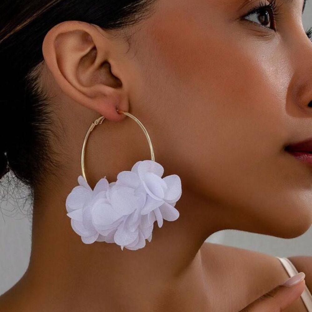 3for$20 1pair Fashionable And Charming Floral Ear Hoops For Women's Vacation, l